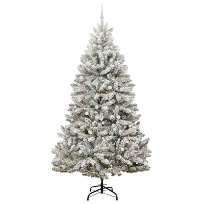 vidaXL Artificial Christmas Tree Green and White 300 cm PVC and Metal
