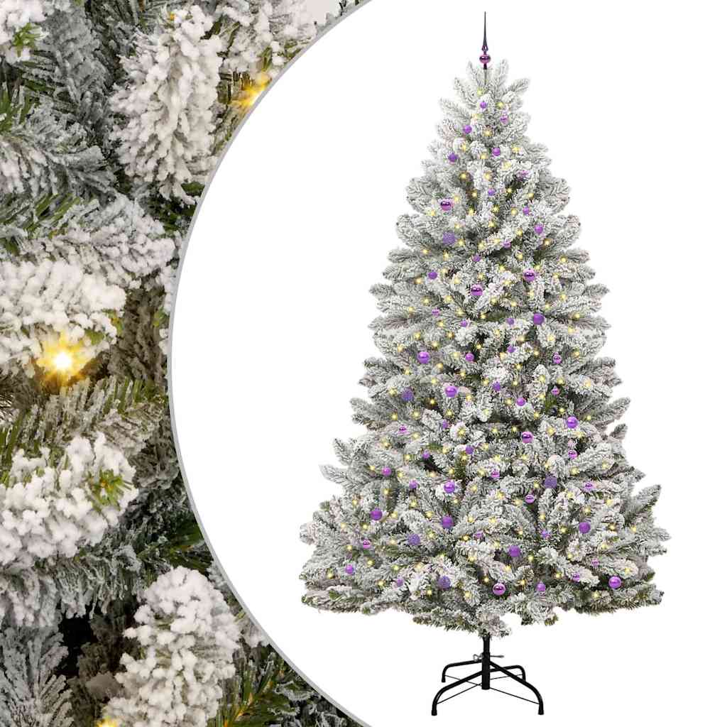 vidaXL Artificial Christmas Tree Green and White 300 cm PVC and Metal