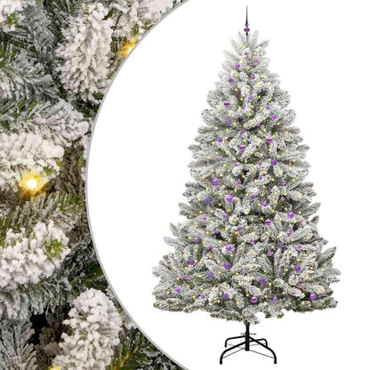 vidaXL Artificial Christmas Tree Green and White 300 cm PVC and Metal