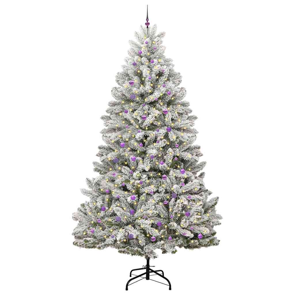 vidaXL Artificial Christmas Tree Green and White 300 cm PVC and Metal