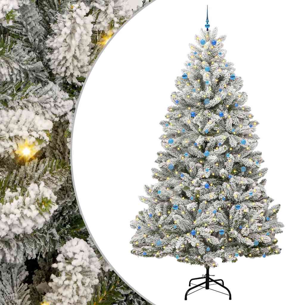 vidaXL Artificial Christmas Tree Green and White 300 cm PVC and Metal
