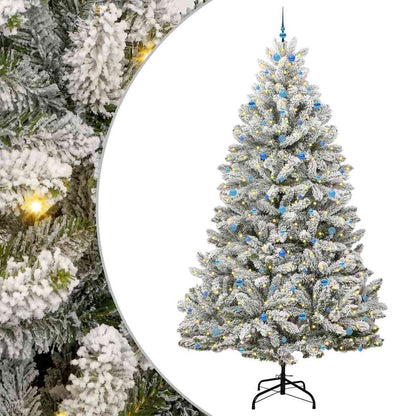 vidaXL Artificial Christmas Tree Green and White 300 cm PVC and Metal