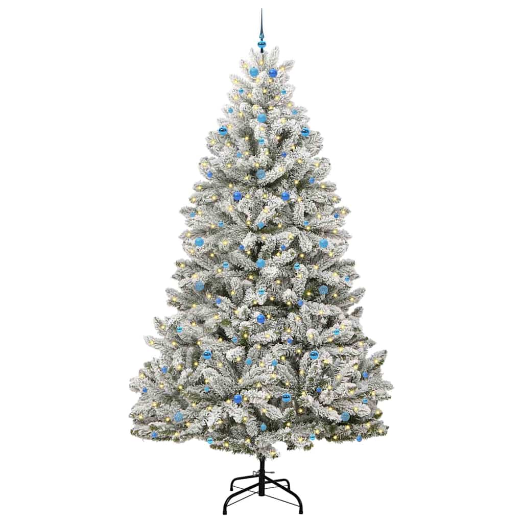 vidaXL Artificial Christmas Tree Green and White 300 cm PVC and Metal