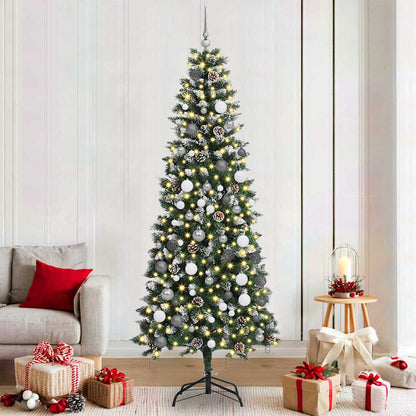 vidaXL Artificial Christmas Tree with 300 LEDs with Stand Green 210 cm