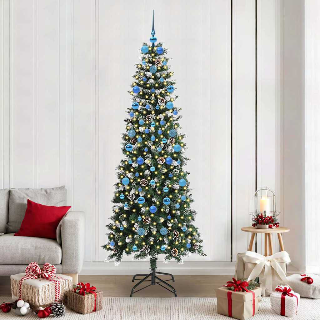 vidaXL Artificial Christmas Tree with 300 LEDs with Stand Green 210 cm