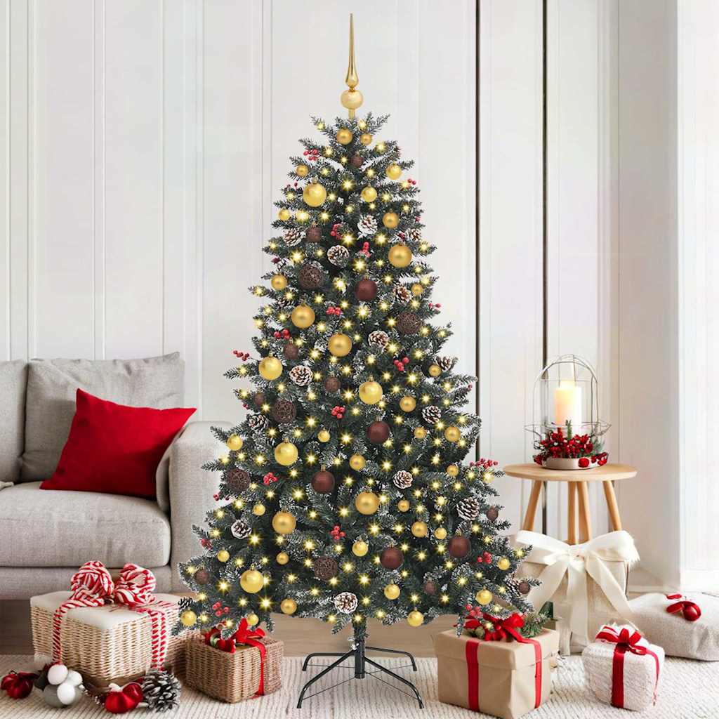 vidaXL Artificial Christmas Tree with 300 LEDs with Stand Green 180 cm