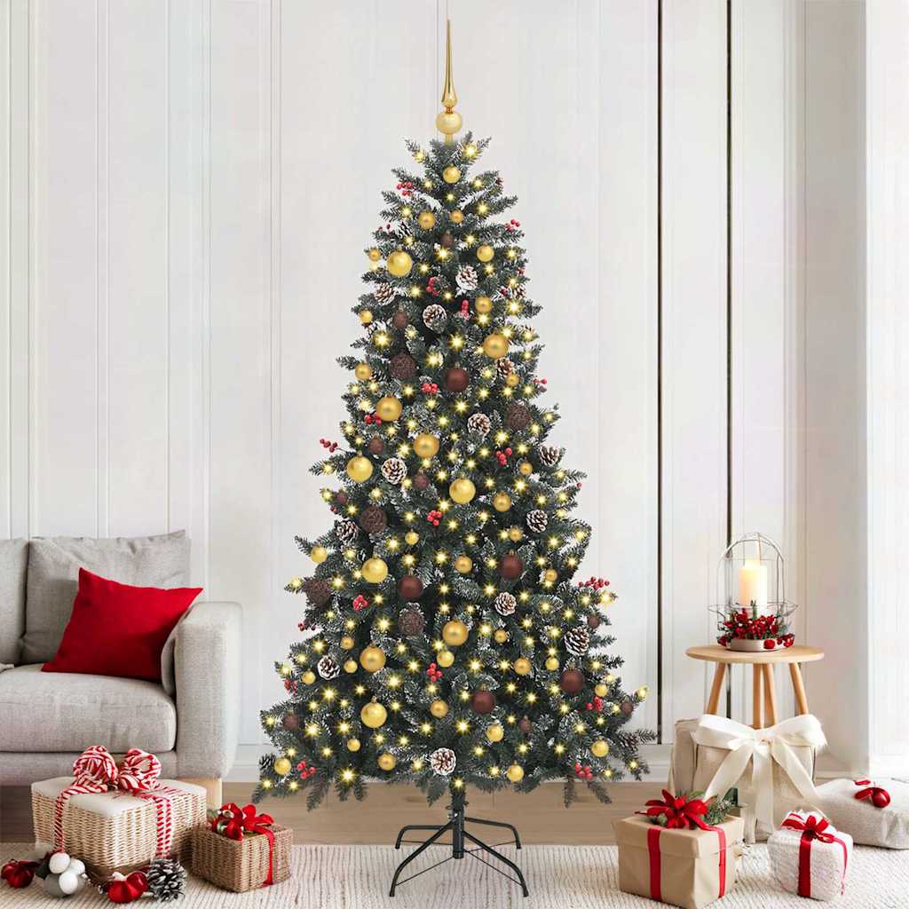 vidaXL Artificial Christmas Tree with 300 LEDs with Stand Green 210 cm