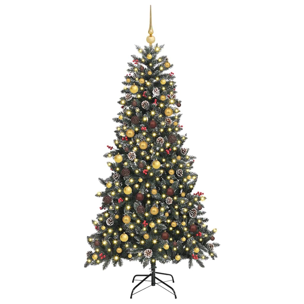 vidaXL Artificial Christmas Tree with 300 LEDs with Stand Green 210 cm