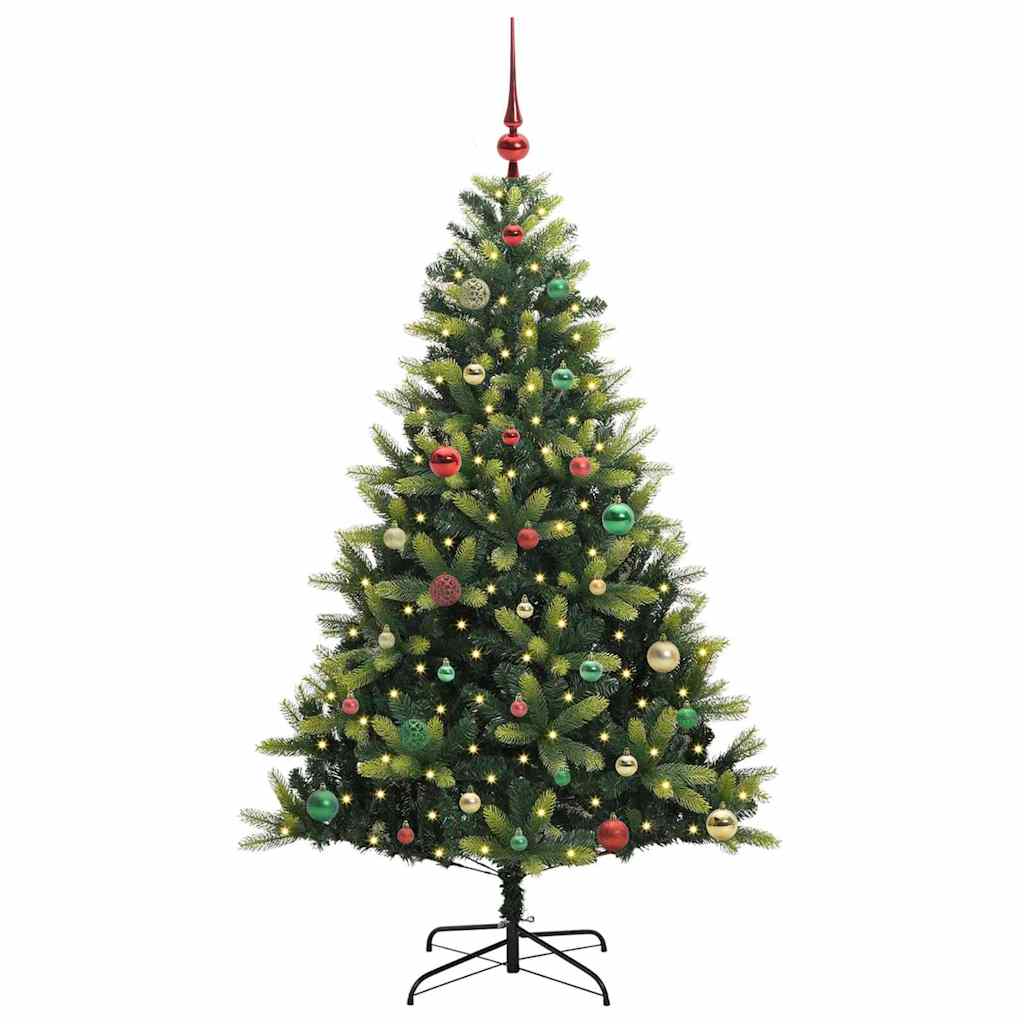 vidaXL Artificial Hinged Christmas Tree 150 LEDs Green 150 cm
