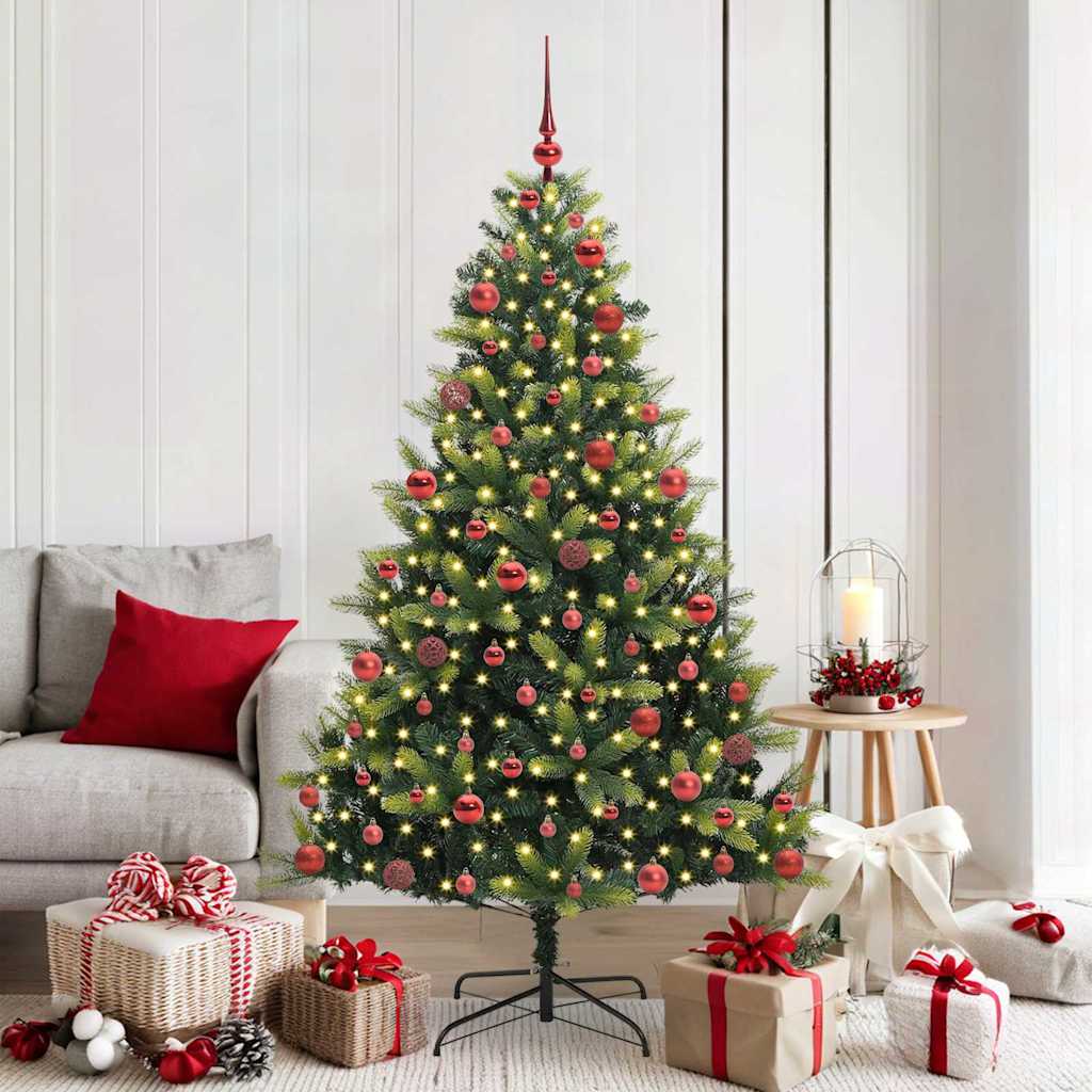 vidaXL Artificial Hinged Christmas Tree 300 LEDs Green 180 cm