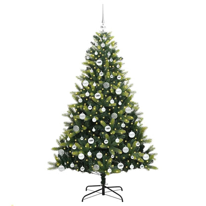 vidaXL Artificial Hinged Christmas Tree 300 LEDs Green 180 cm