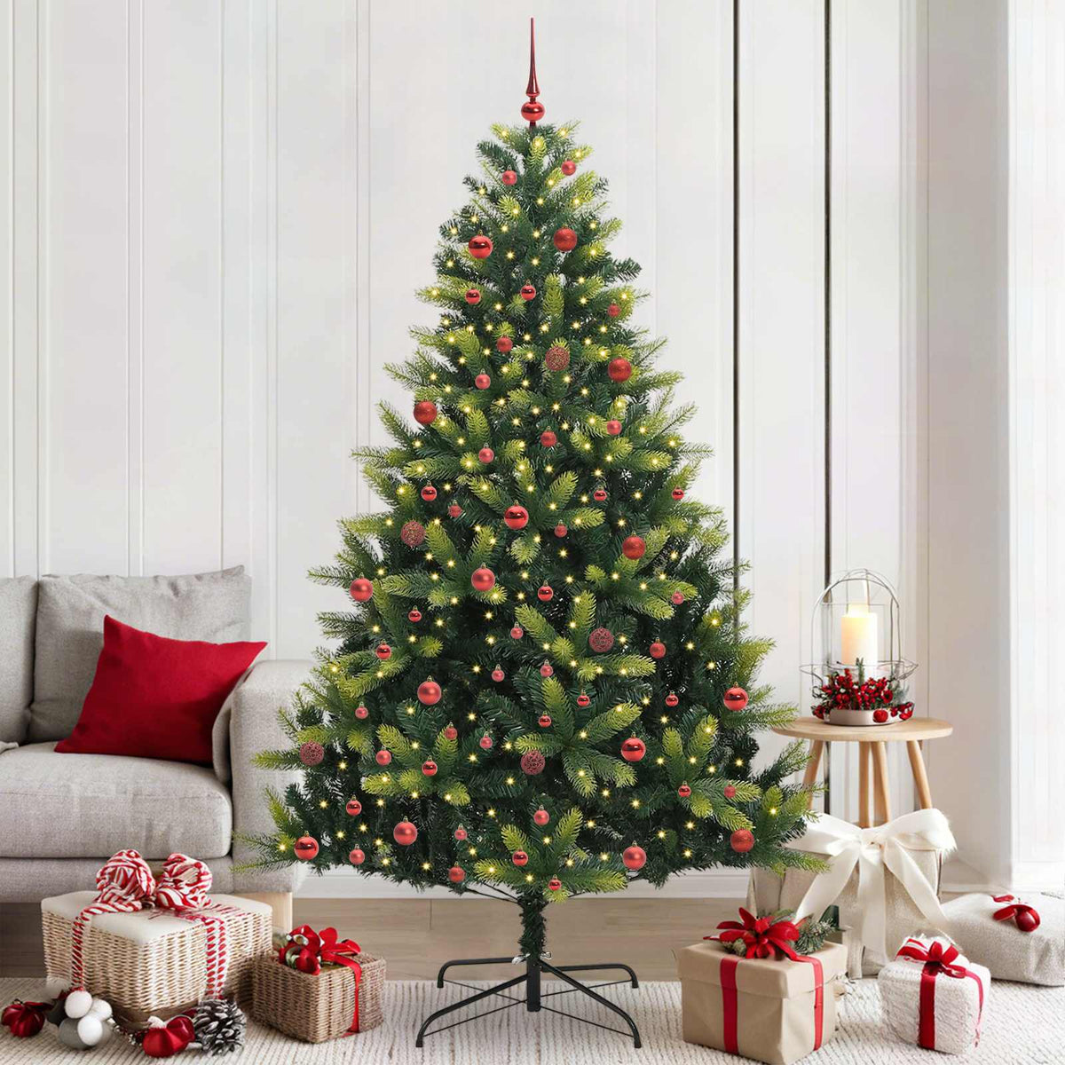 vidaXL Artificial Hinged Christmas Tree 300 LEDs Green 210 cm