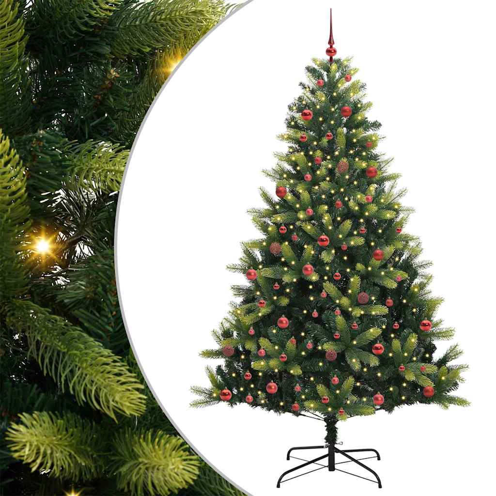 vidaXL Artificial Hinged Christmas Tree 300 LEDs Green 210 cm
