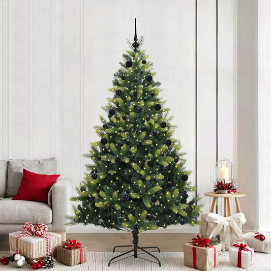 vidaXL Artificial Hinged Christmas Tree 300 LEDs Green 210 cm