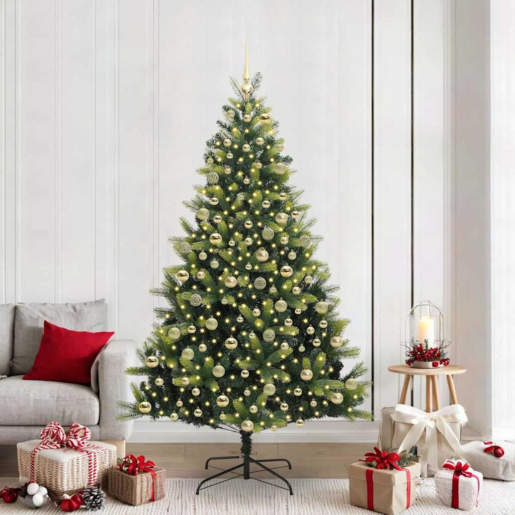 vidaXL Artificial Hinged Christmas Tree 300 LEDs Green 210 cm