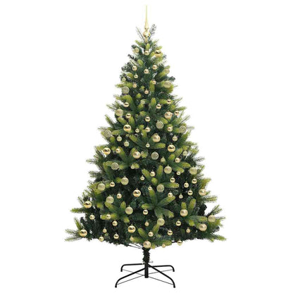 vidaXL Artificial Hinged Christmas Tree 300 LEDs Green 210 cm