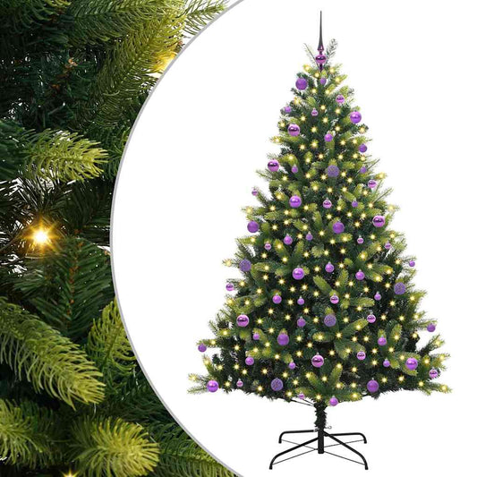 vidaXL Artificial Hinged Christmas Tree 300 LEDs Green 210 cm