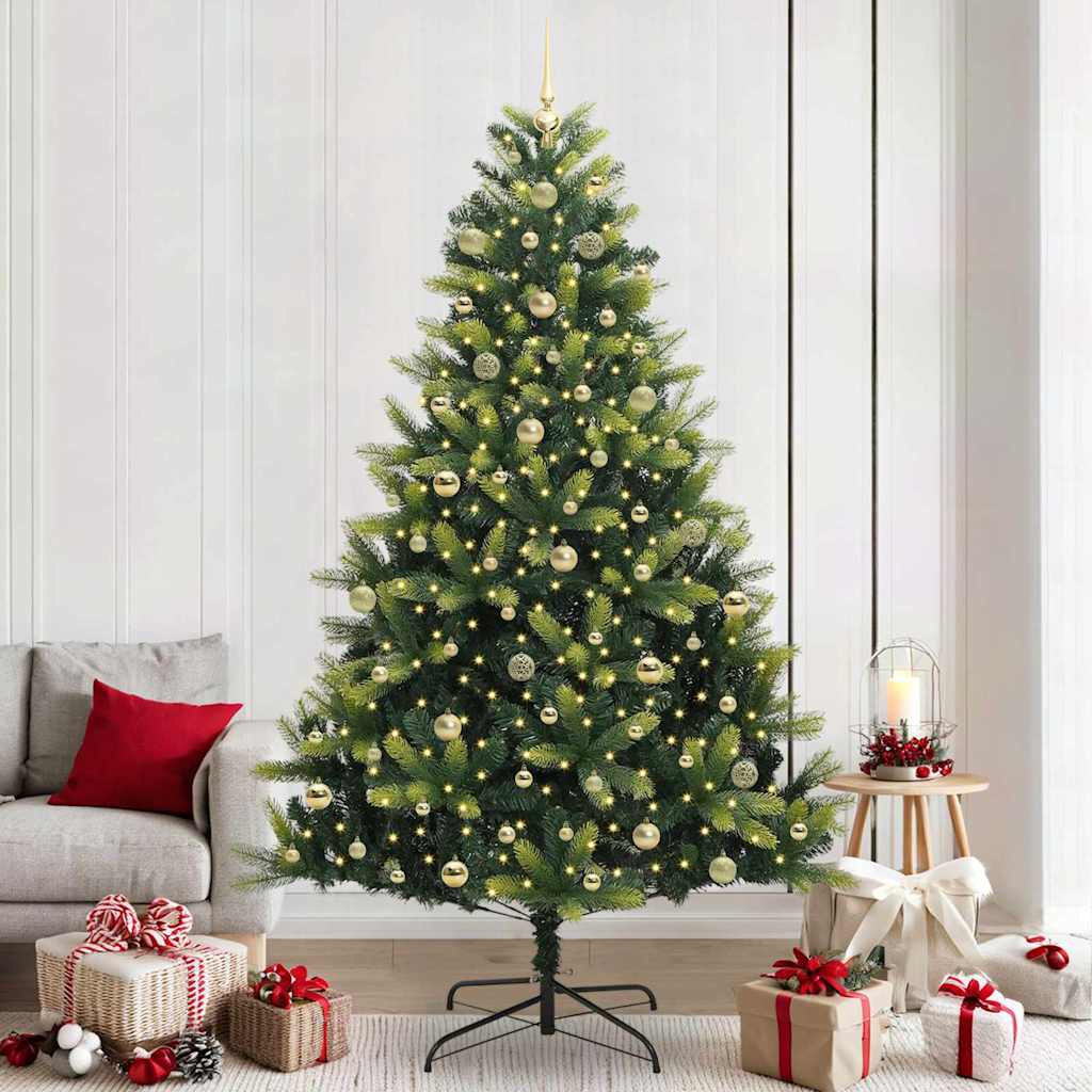 vidaXL Artificial Hinged Christmas Tree 300 LEDs Green 240 cm