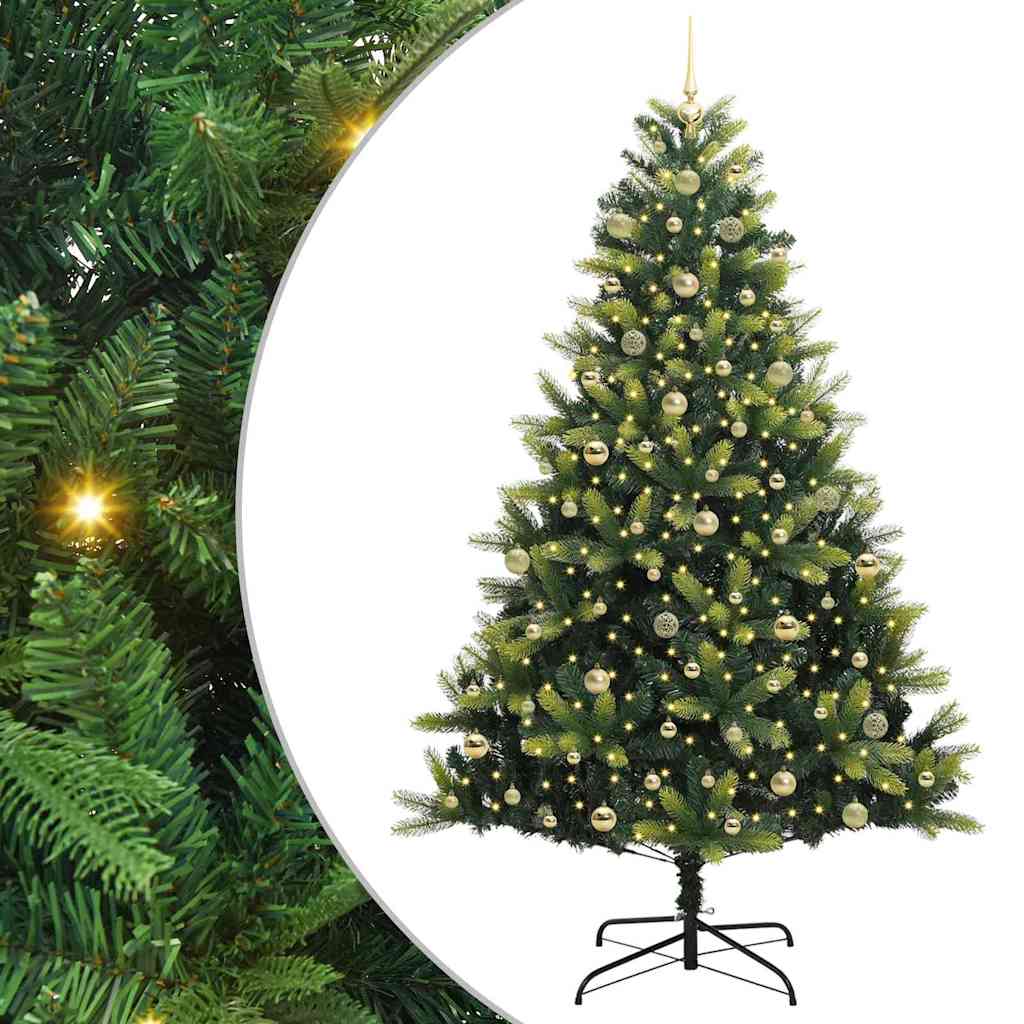 vidaXL Artificial Hinged Christmas Tree 300 LEDs Green 240 cm