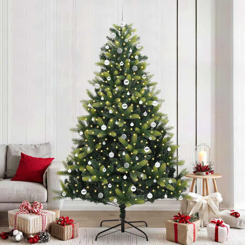 vidaXL Artificial Hinged Christmas Tree 300 LEDs Green 240 cm