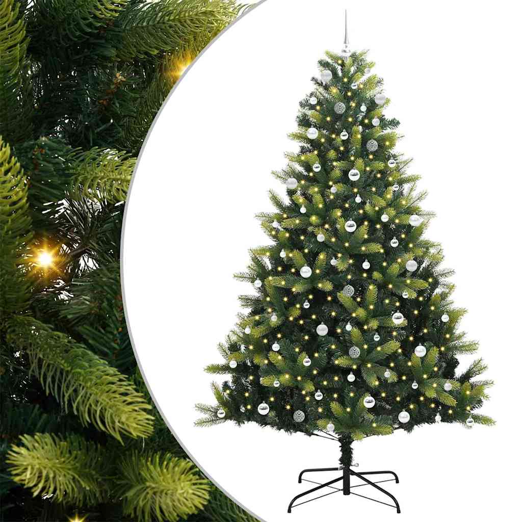 vidaXL Artificial Hinged Christmas Tree 300 LEDs Green 240 cm
