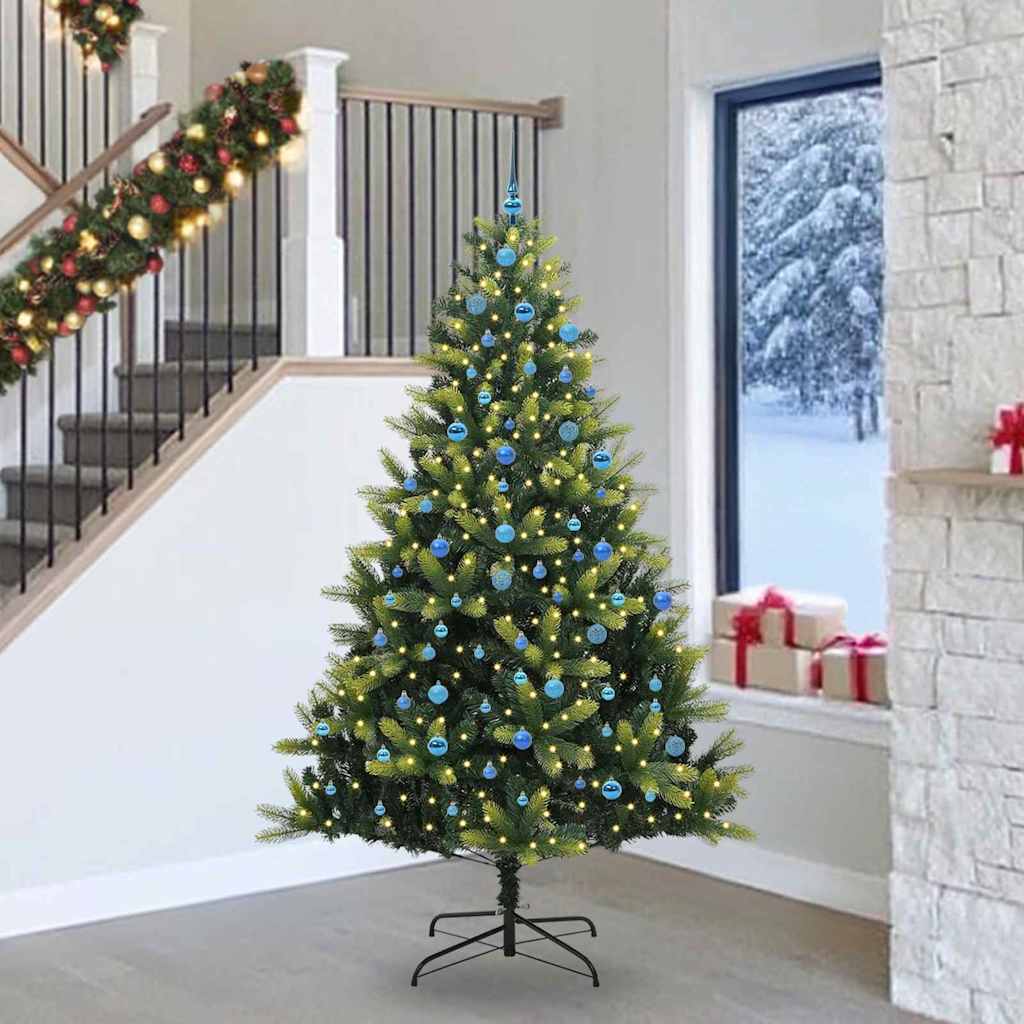 vidaXL Artificial Hinged Christmas Tree 300 LEDs Green 240 cm