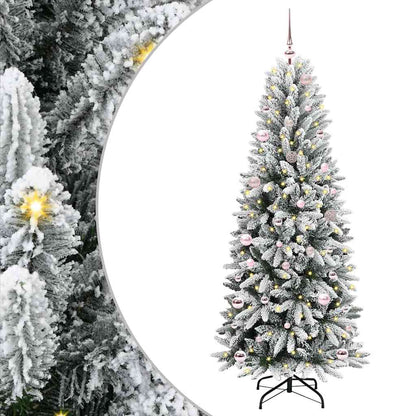 vidaXL Artificial Christmas Tree with 150 LEDs with Stand White 150 cm