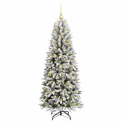 vidaXL Artificial Christmas Tree with 150 LEDs with Stand White 150 cm