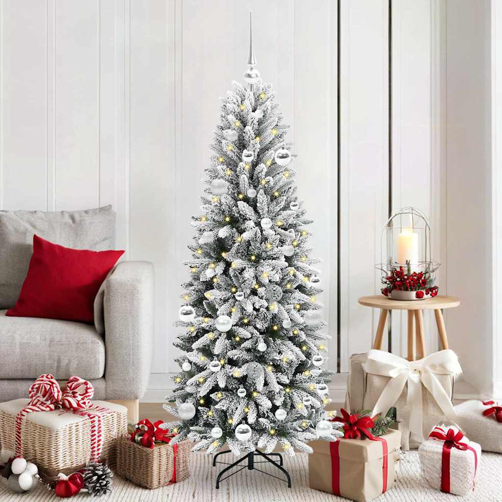 vidaXL Artificial Christmas Tree with 150 LEDs with Stand White 150 cm