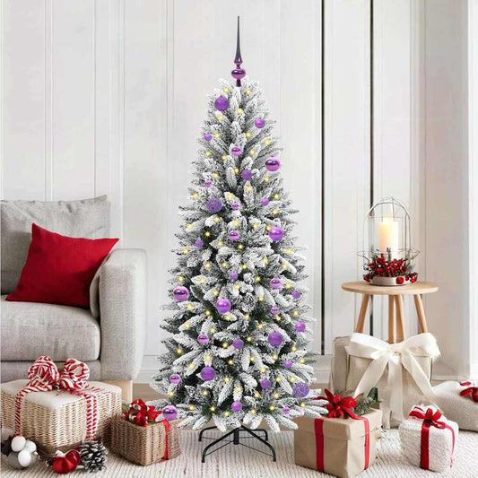 vidaXL Artificial Christmas Tree with 150 LEDs with Stand White 150 cm