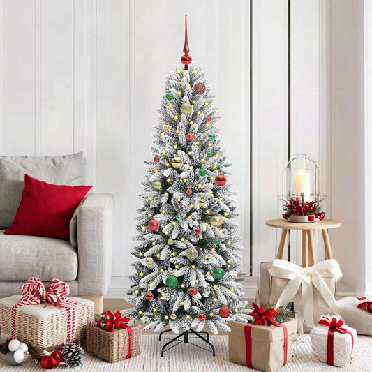 vidaXL Artificial Christmas Tree with 150 LEDs with Stand White 150 cm