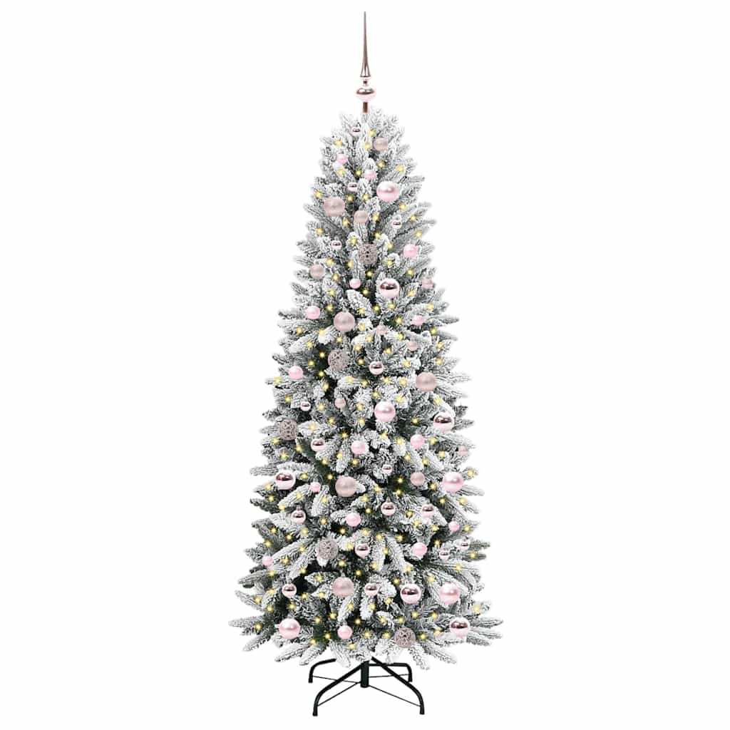 vidaXL Artificial Christmas Tree with 300 LEDs with Stand White 180 cm