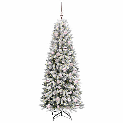 vidaXL Artificial Christmas Tree with 300 LEDs with Stand White 180 cm