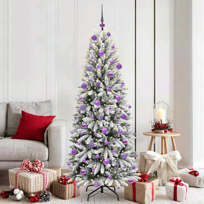 vidaXL Artificial Christmas Tree with 300 LEDs with Stand White 180 cm