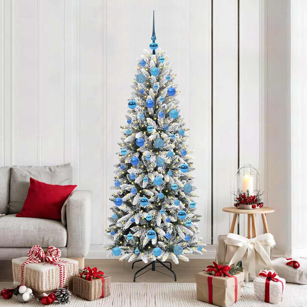 vidaXL Artificial Christmas Tree with 300 LEDs with Stand White 180 cm
