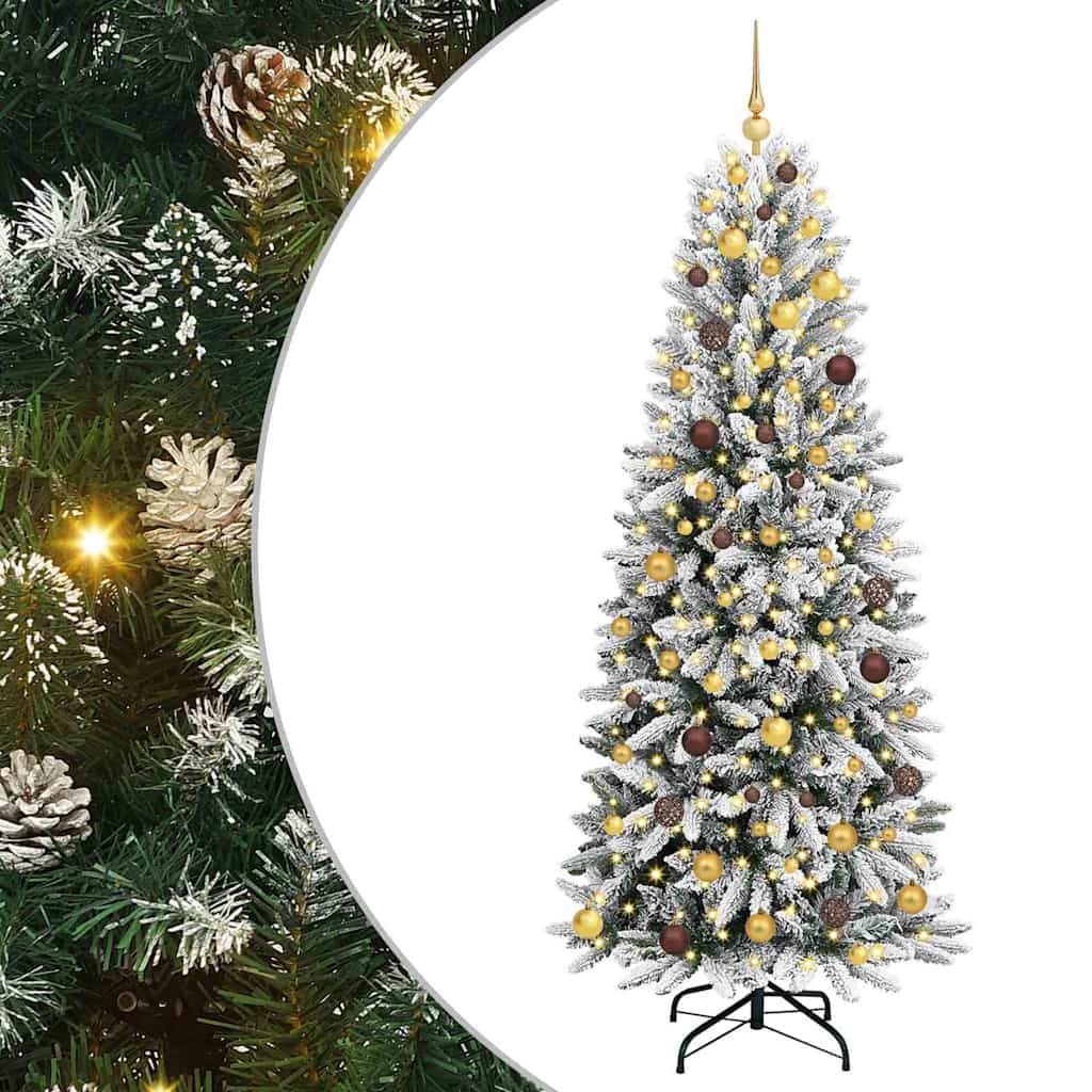 vidaXL Artificial Christmas Tree with 300 LEDs with Stand White 210 cm