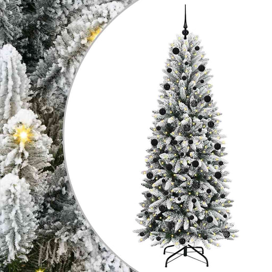 vidaXL Artificial Christmas Tree with 300 LEDs with Stand White 210 cm