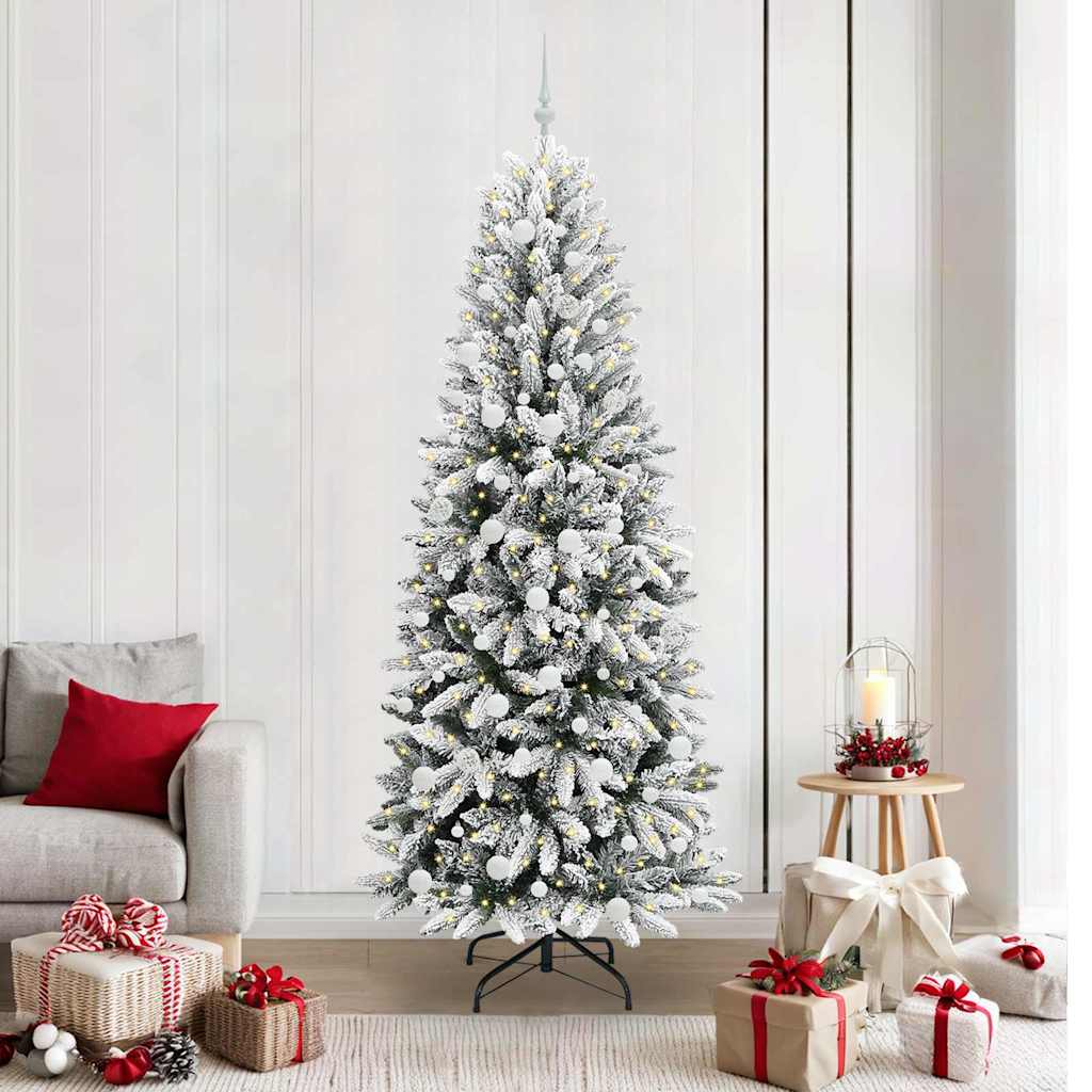 vidaXL Artificial Christmas Tree with 300 LEDs with Stand White 210 cm