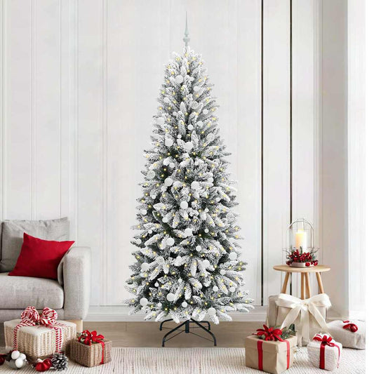 vidaXL Artificial Christmas Tree with 300 LEDs with Stand White 210 cm