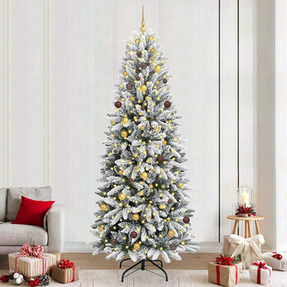 vidaXL Artificial Christmas Tree with 300 LEDs with Stand White 240 cm
