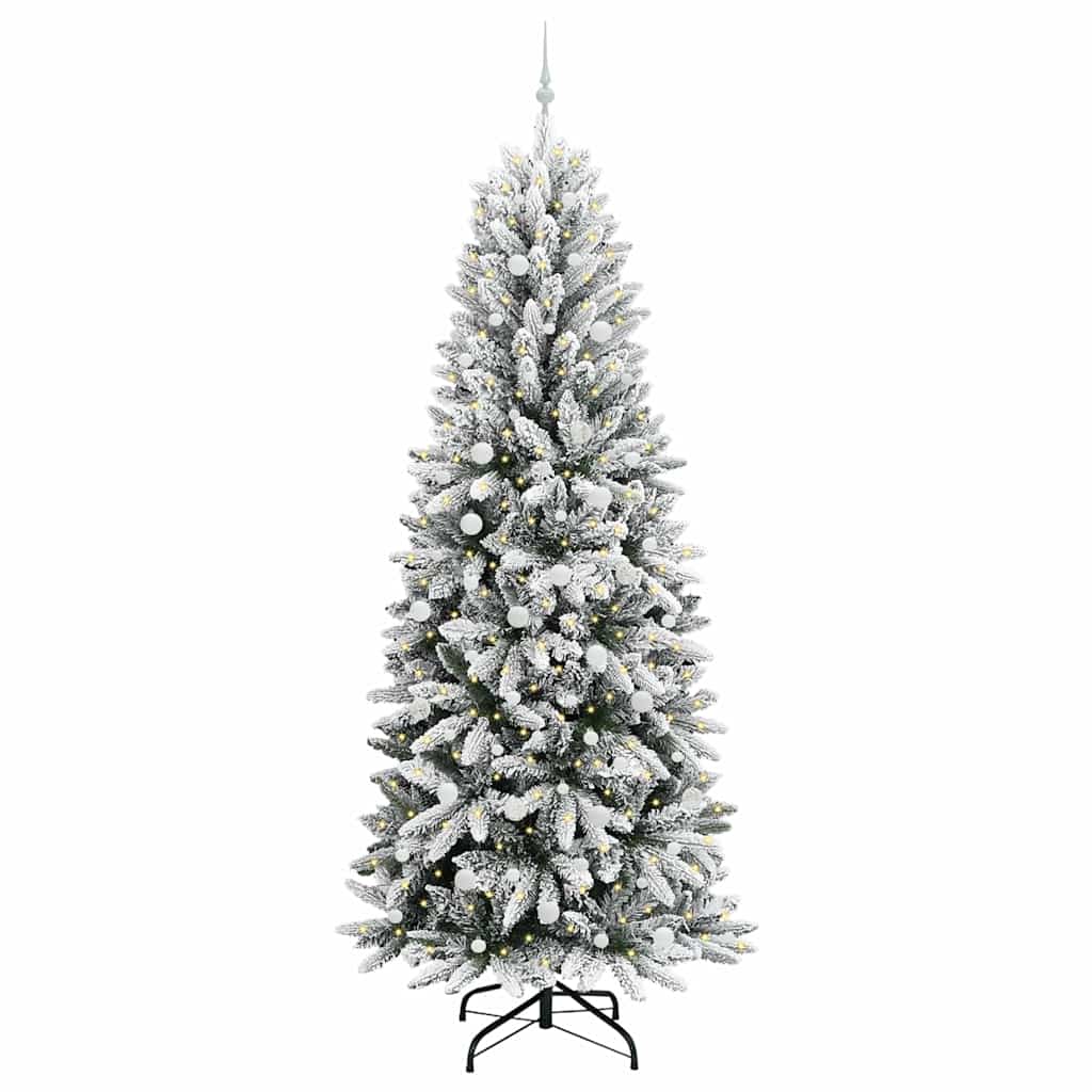 vidaXL Artificial Christmas Tree with 300 LEDs with Stand White 240 cm