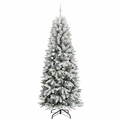 vidaXL Artificial Christmas Tree with 300 LEDs with Stand White 240 cm