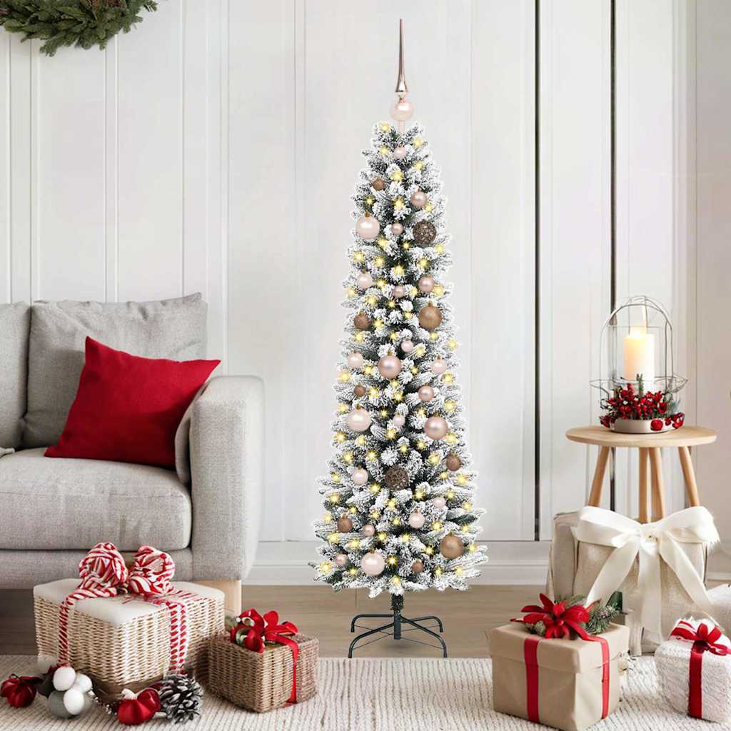 vidaXL Artificial Christmas Tree with 150 LEDs with Stand White 150 cm