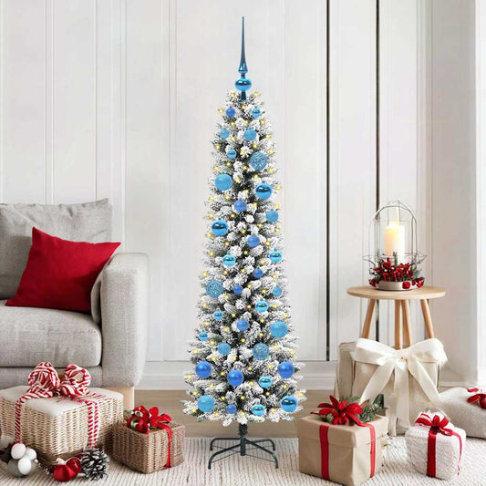 vidaXL Artificial Christmas Tree with 150 LEDs with Stand White 150 cm
