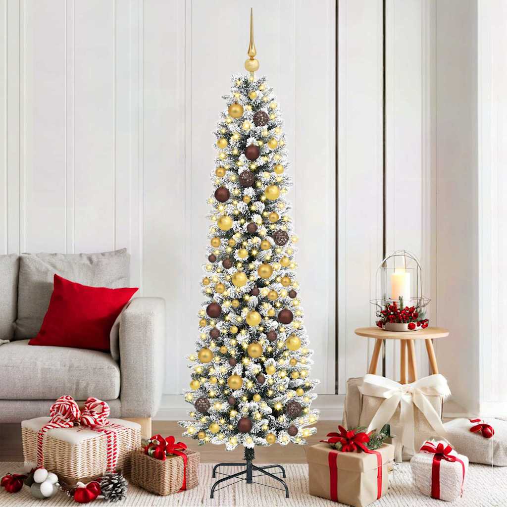 vidaXL Artificial Christmas Tree with 300 LEDs with Stand White 180 cm