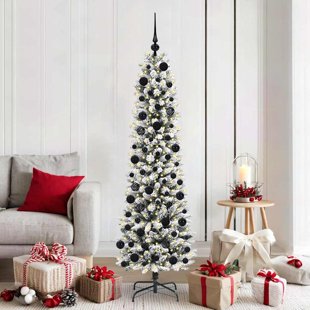 vidaXL Artificial Christmas Tree with 300 LEDs with Stand White 180 cm