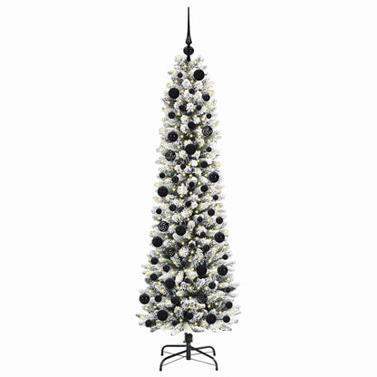 vidaXL Artificial Christmas Tree with 300 LEDs with Stand White 180 cm