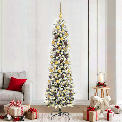 vidaXL Artificial Christmas Tree with 300 LEDs with Stand White 210 cm