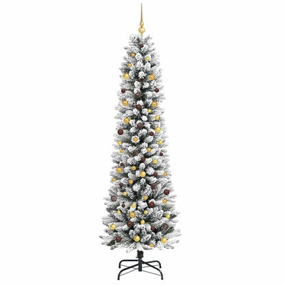 vidaXL Artificial Christmas Tree with 300 LEDs with Stand White 240 cm