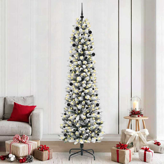 vidaXL Artificial Christmas Tree with 300 LEDs with Stand White 240 cm